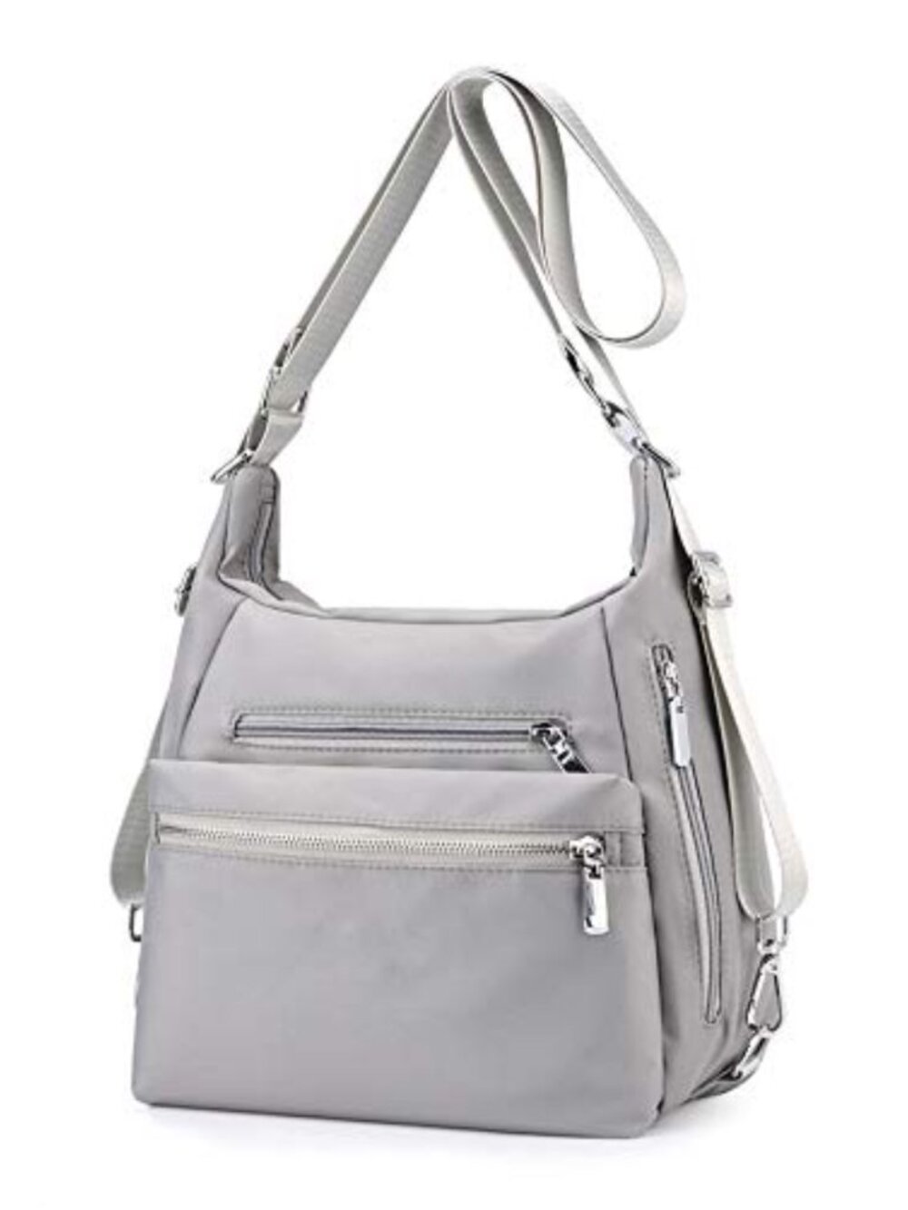 Nylon Multi-Pocket Convertible Crossbody Backpack Shoulder Bag